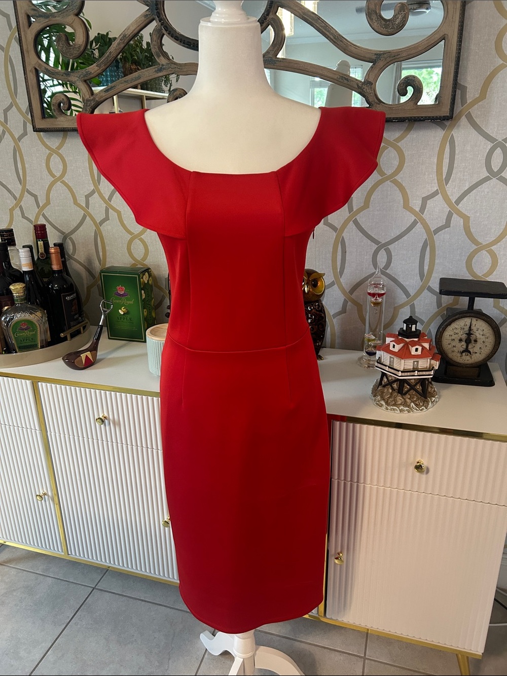 Yumi Kim Women's Sexy Red Flutter Sleeve Sheath Dress